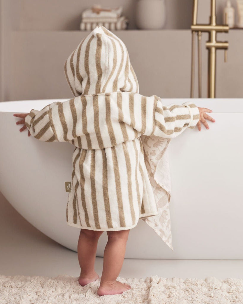 Jollien Bademantel Stripe Frottee Olive Green 3-4 Jahre - Sausebrause Shop