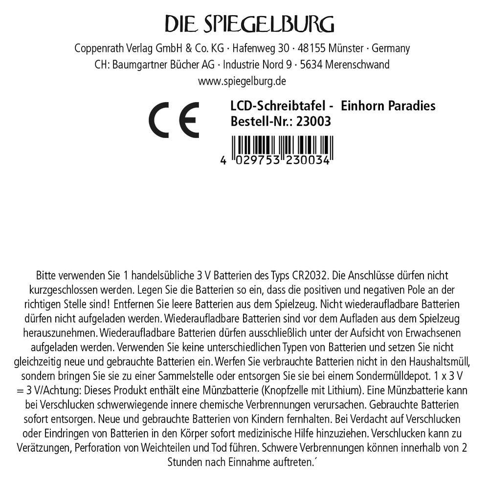 LCD Schreibtafel Einhorn Paradies - Sausebrause Shop
