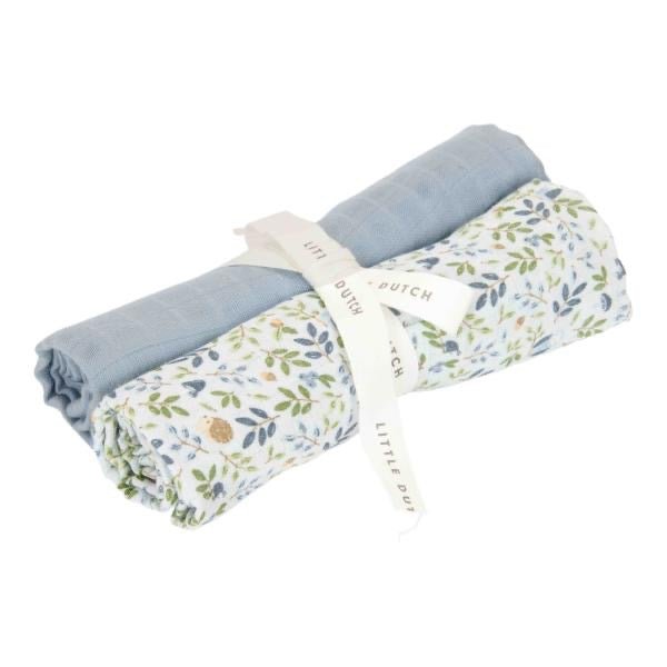 Little Dutch Musselintuch Swaddles 70 x 70 cm Forest Adventure & Denim Blue - Sausebrause Shop