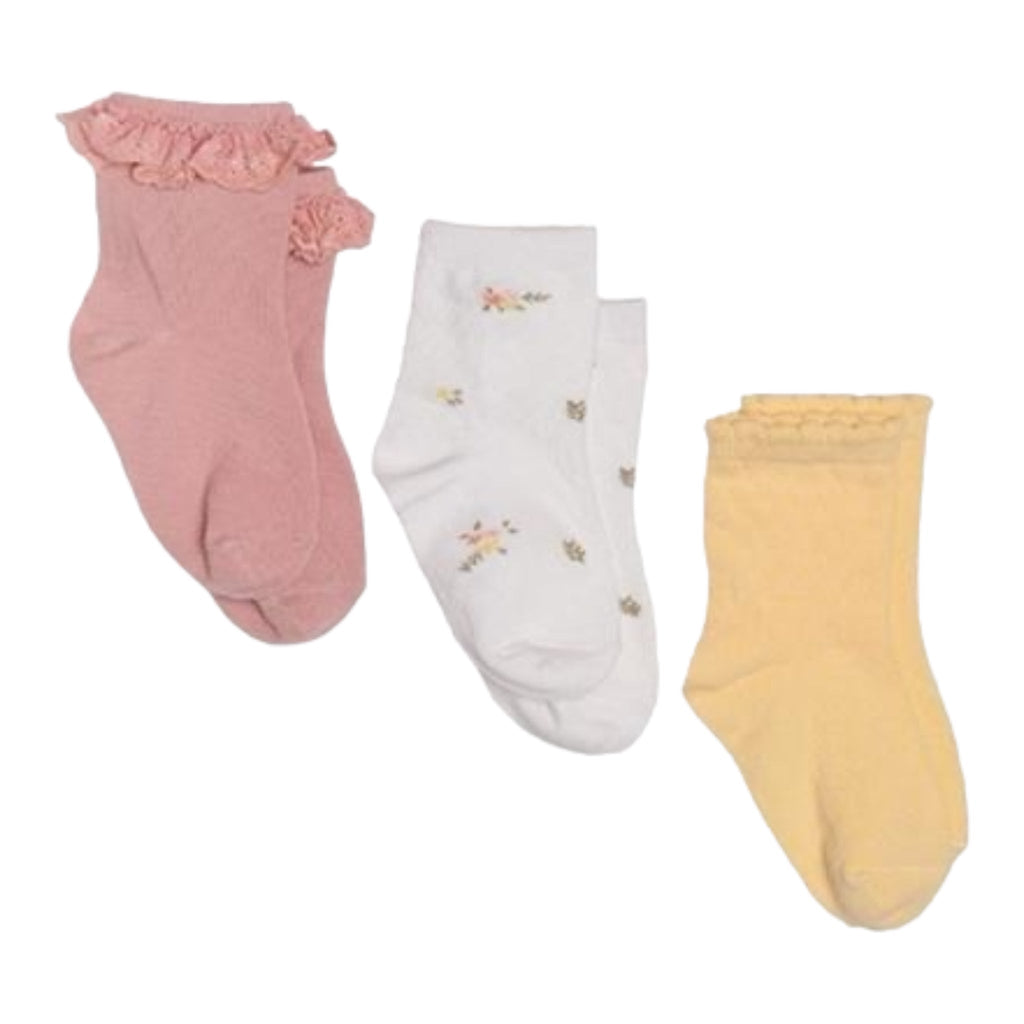 Little Dutch Socken 3er Set pink/weiß/gelb - Sausebrause Shop