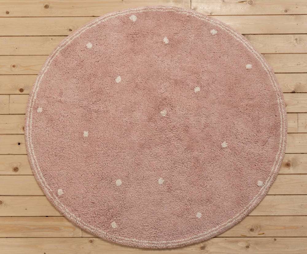 Little Dutch Teppich Dot Pure 110 cm – Rosa mit weißen Punkten - Sausebrause Shop