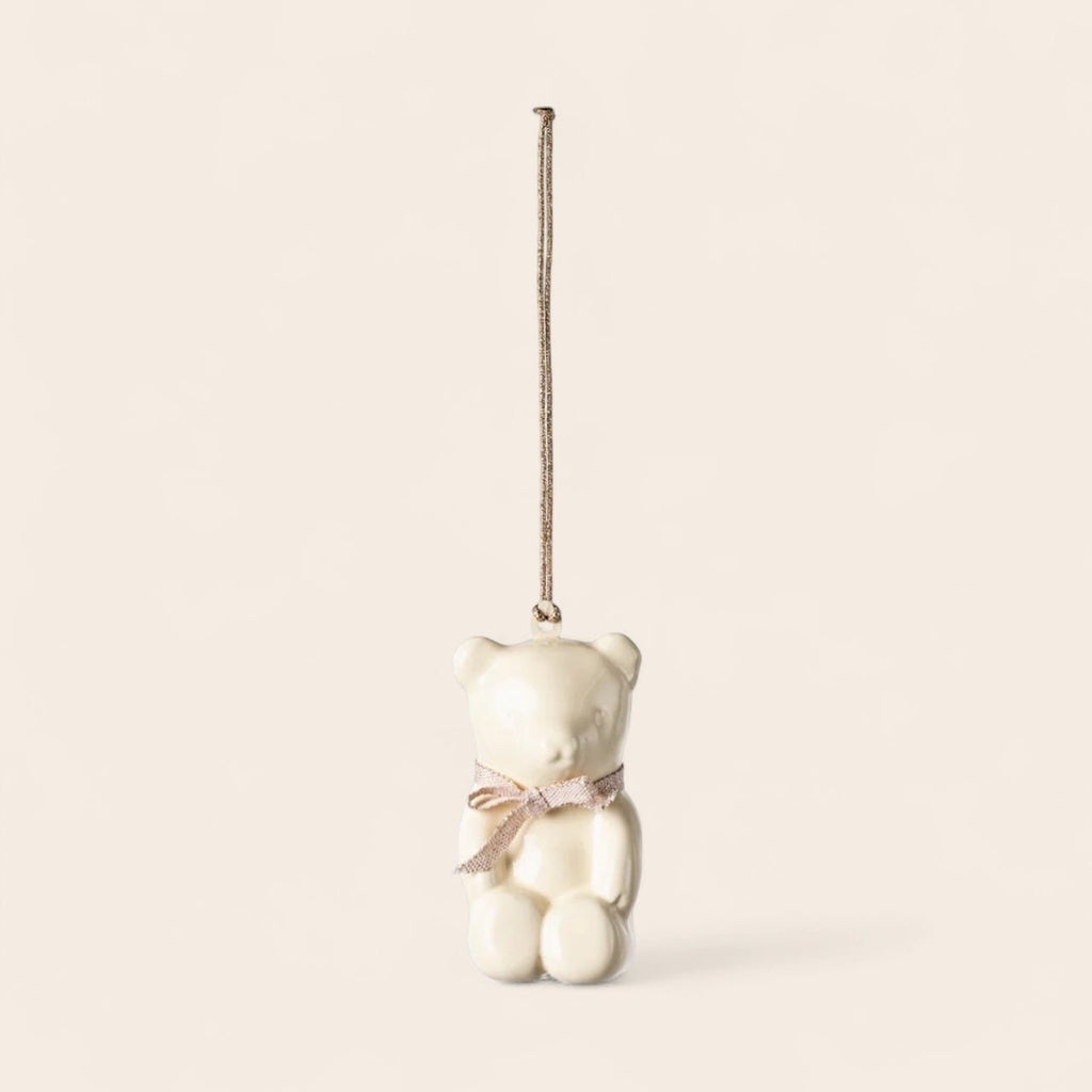 Maileg Metall Ornament Teddybär Off‑White mit Rosaschal 6,5 cm - Sausebrause Shop
