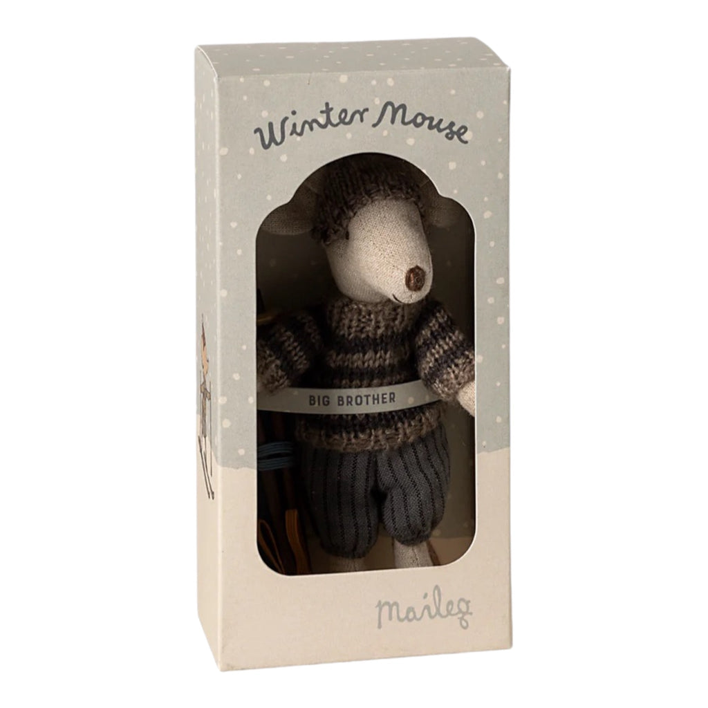 Maileg Stofftier Wintermaus mit Skiset Großer Bruder Grau - Sausebrause Shop