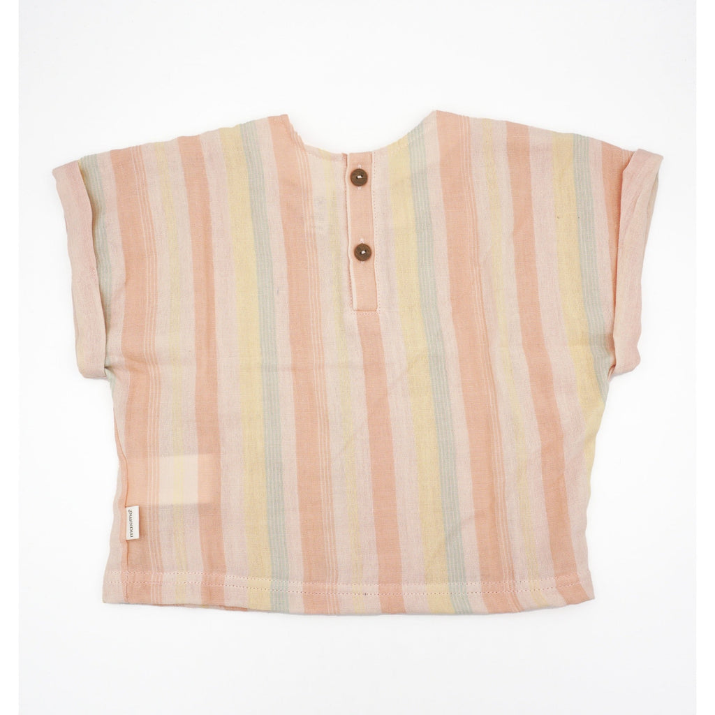 Maximo Gots Mini Girl Top aus Musselinstoff muschelrosa - streifen - Sausebrause Shop