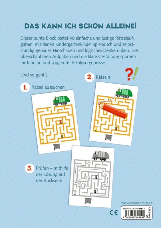 Mein kunterbunter Kindergartenblock Raetsel ohne Text Fahrzeuge 80 Seiten - Sausebrause Shop