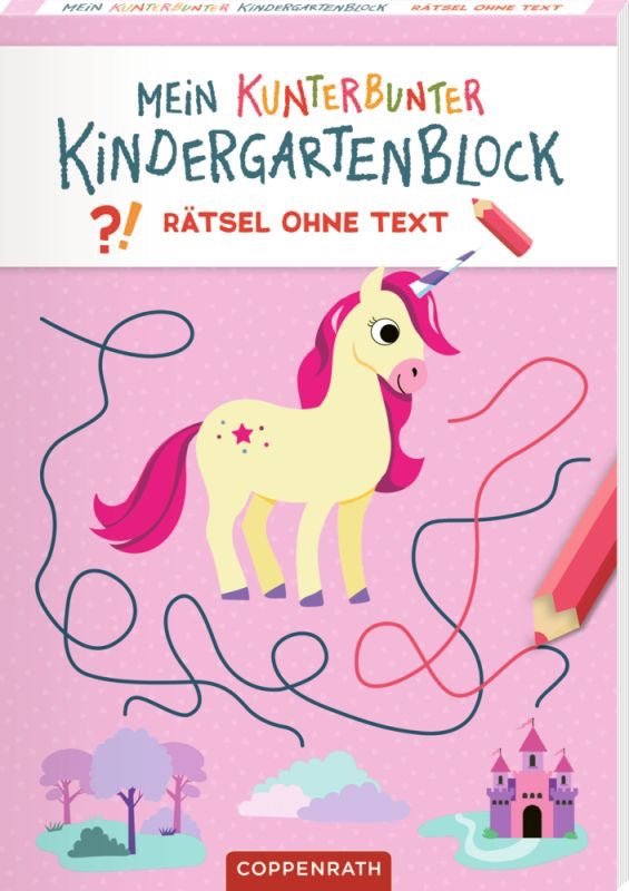 Mein kunterbunter Kindergartenblock Rätsel ohne Text Einhörner - Sausebrause Shop