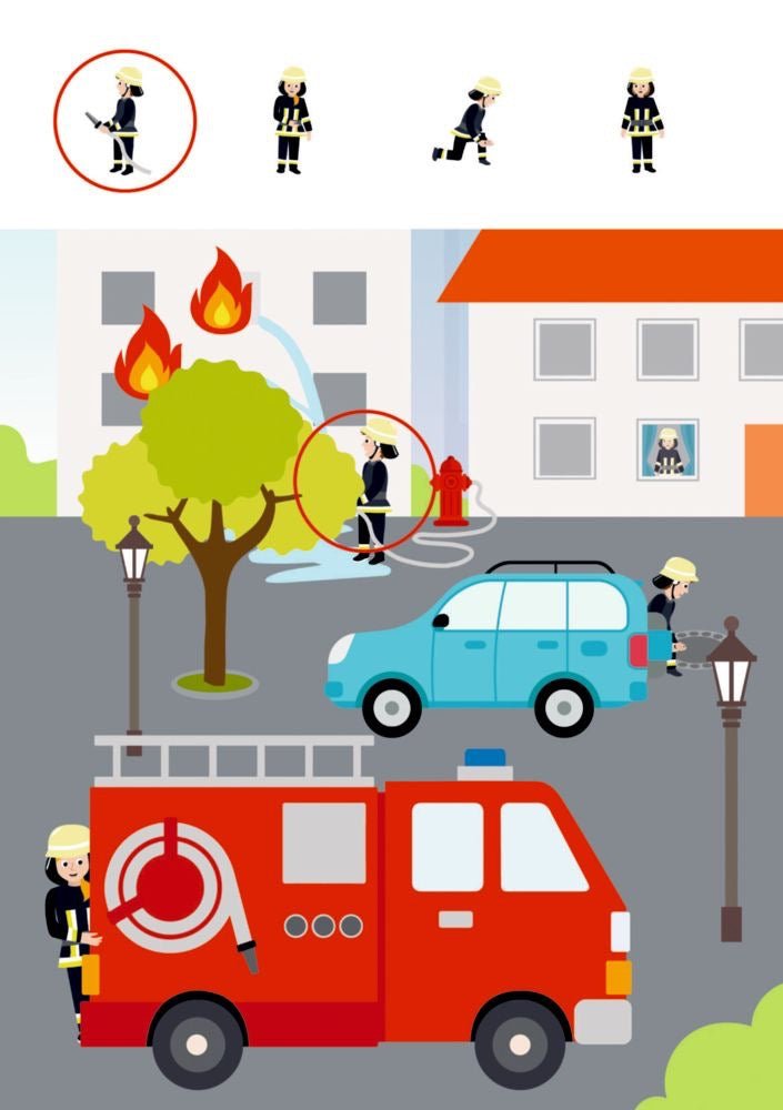 Mein kunterbunter Kindergartenblock Rätsel ohne Text Feuerwehr & Polizei - Sausebrause Shop