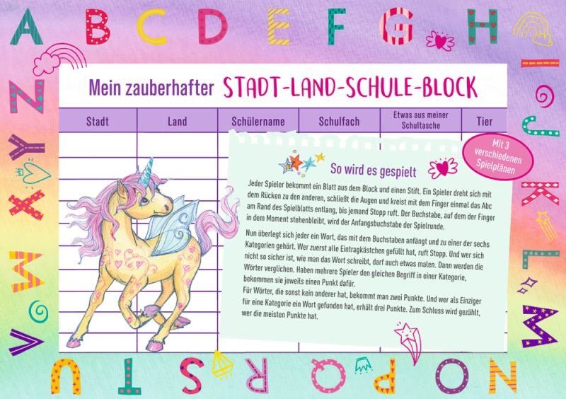 Meine superschlaue Einhorn Schulstart Box Einhorn Paradies - Sausebrause Shop