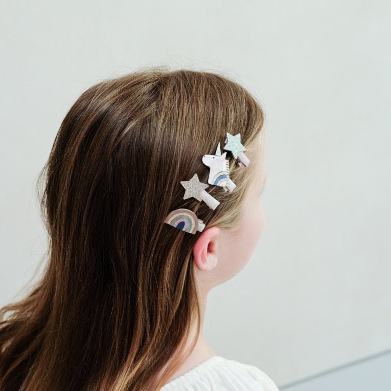 Mimi & Lula Celeste Unicorn Mini Clips – 8 Haarklemmen - Sausebrause Shop