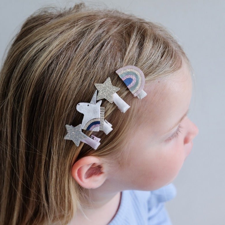 Mimi & Lula Celeste Unicorn Mini Clips – 8 Haarklemmen - Sausebrause Shop