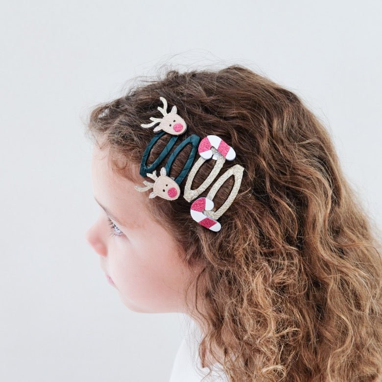 Mimi & Lula – Haarclips Rentier und Zuckerstange – 4er Set - Sausebrause Shop