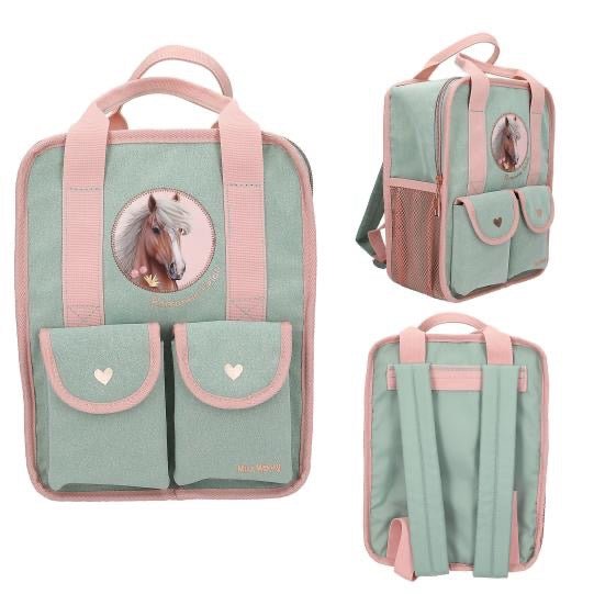 Miss Melody Rucksack Romantic Fields Salbei Glitzer Pferdemotiv - Sausebrause Shop