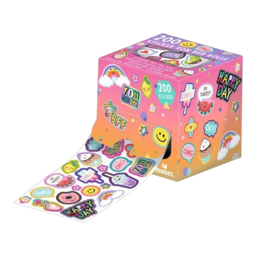 moses Happy Day Sticker von der Rolle pink 200 Stück - Sausebrause Shop