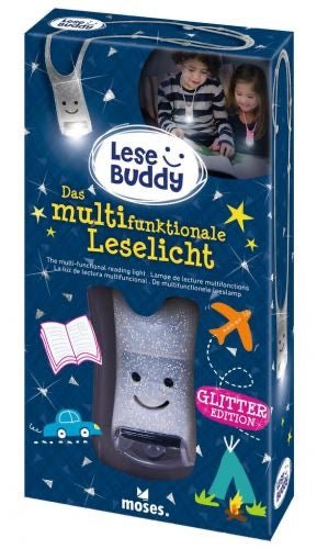 moses Lese Buddy Glitzer Silber – multifunktionales Leselicht für Kinder - Sausebrause Shop