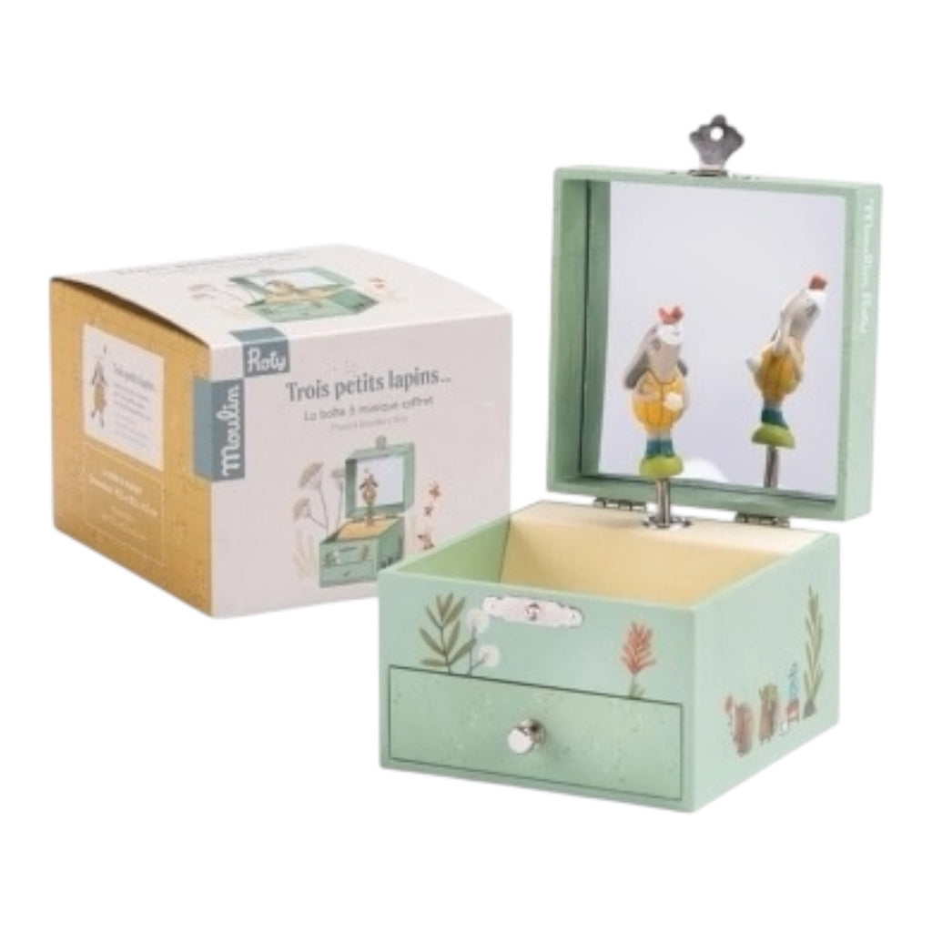 Moulin Roty Musik‑Schmuckkästchen Trois Lapins mit Spieluhr - Sausebrause Shop