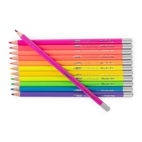 Moulin Roty Schmouks 12 neonfarbene Buntstifte Metalldose - Sausebrause Shop