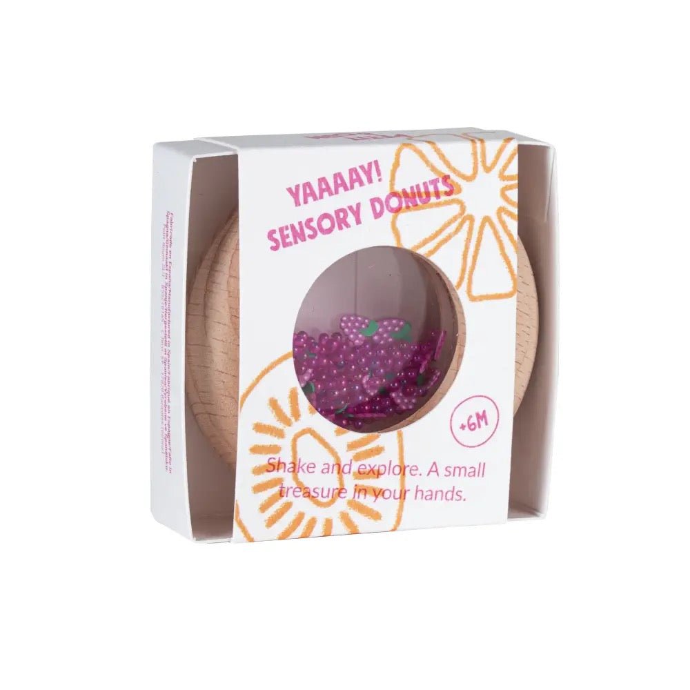 Petit Boum Holz - Greifrassel Sensory Donuts Traube - Sausebrause Shop