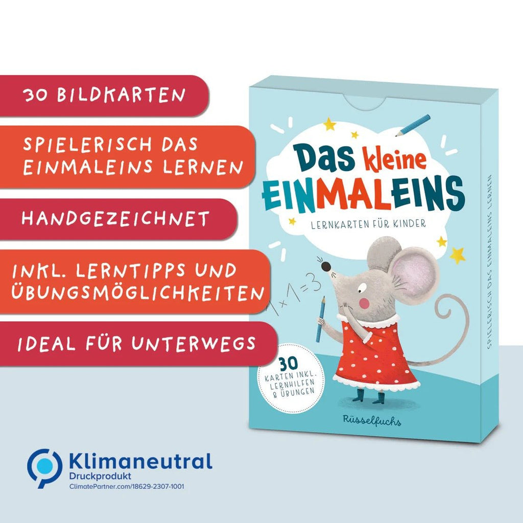 Rüsselfuchs Einmaleinskarten 1–10 – 30 handgezeichnete Lernkarten A6 - Sausebrause Shop