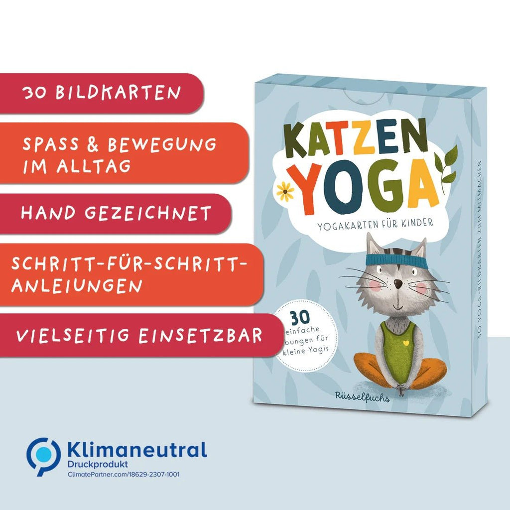 Rüsselfuchs Kinderyoga Karten mit Katzen 30 Karten DIN A6 - Sausebrause Shop