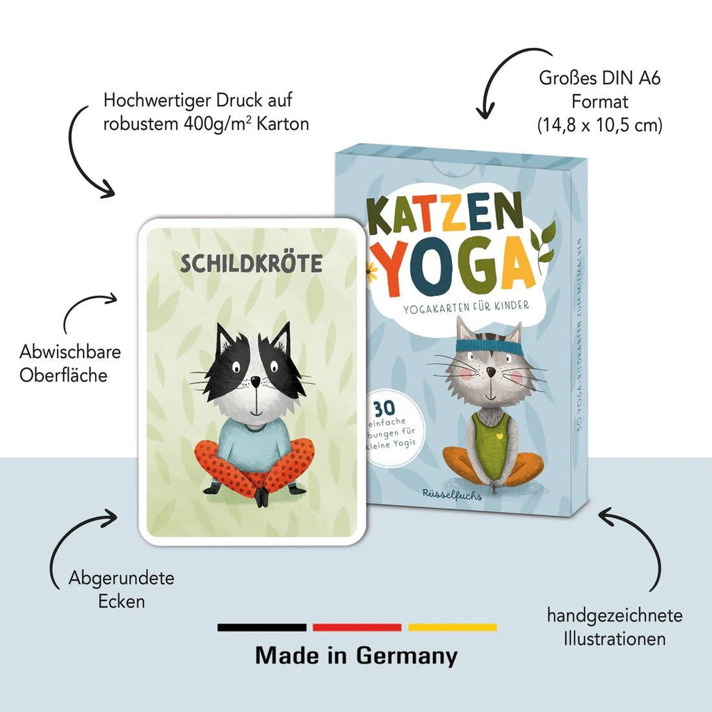 Rüsselfuchs Kinderyoga Karten mit Katzen 30 Karten DIN A6 - Sausebrause Shop