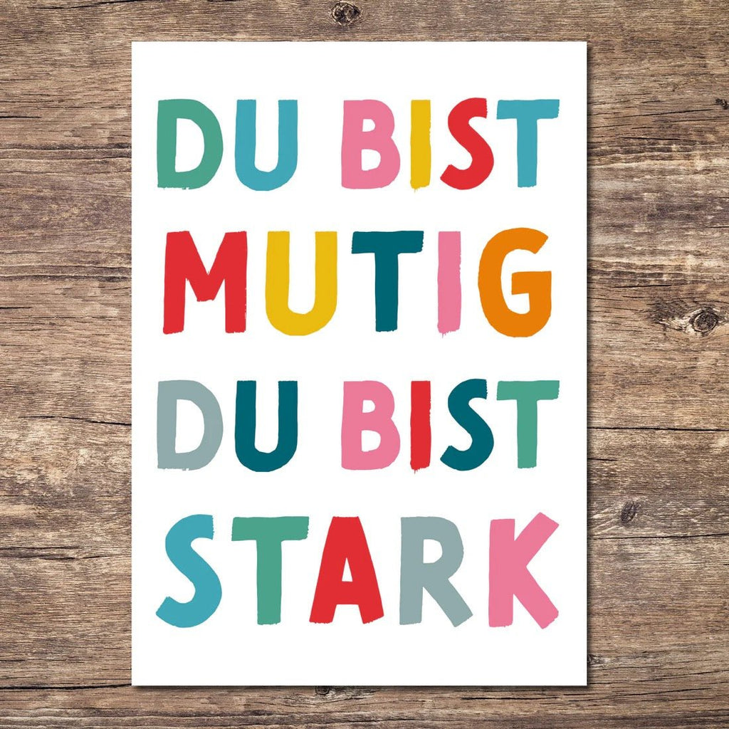 Rüsselfuchs Postkarte „Du bist mutig, du bist stark“ – Mutmacherkarte DIN A6 - Sausebrause Shop