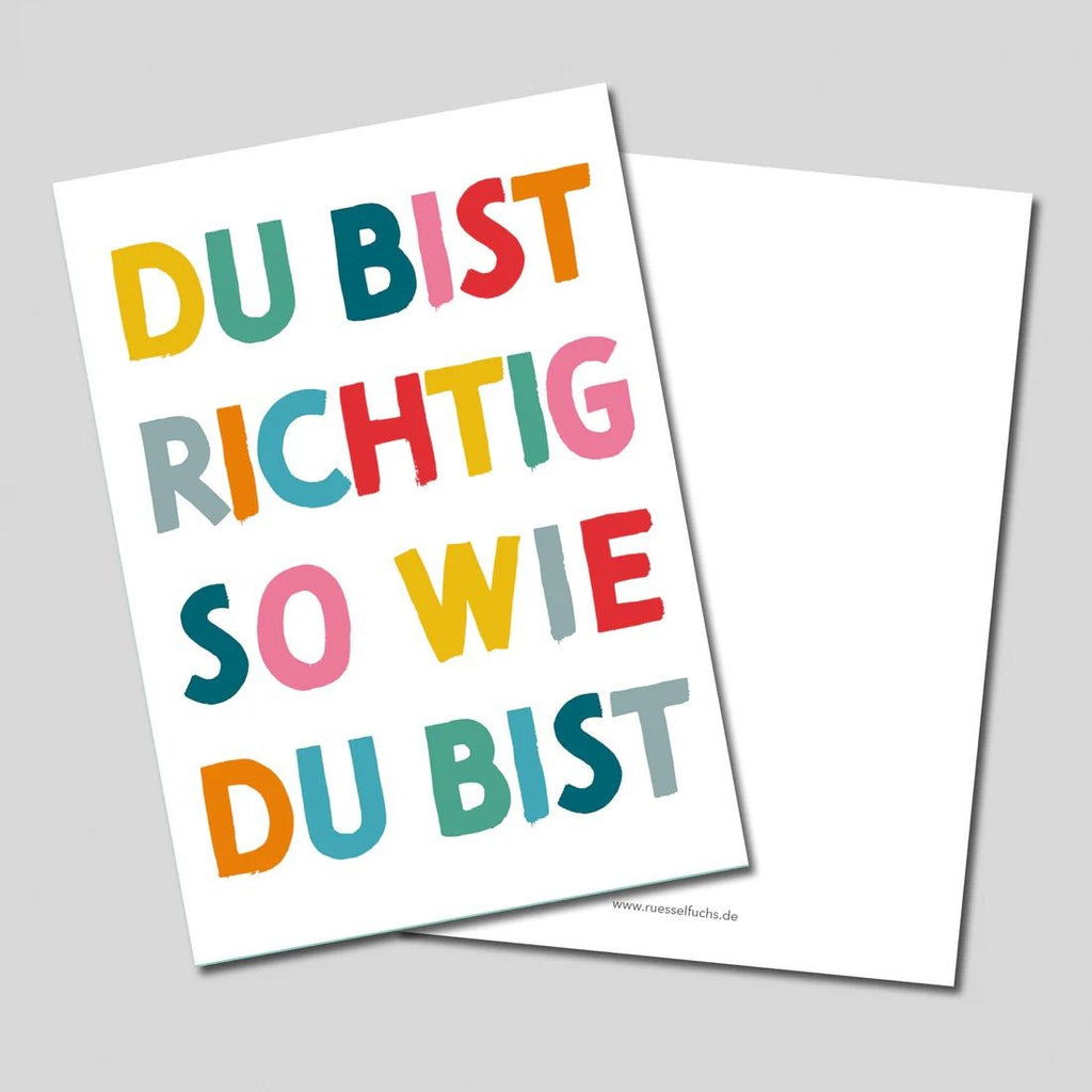 Rüsselfuchs Postkarte „Du bist richtig so wie du bist“ – Mutmacherkarte DIN A6 - Sausebrause Shop