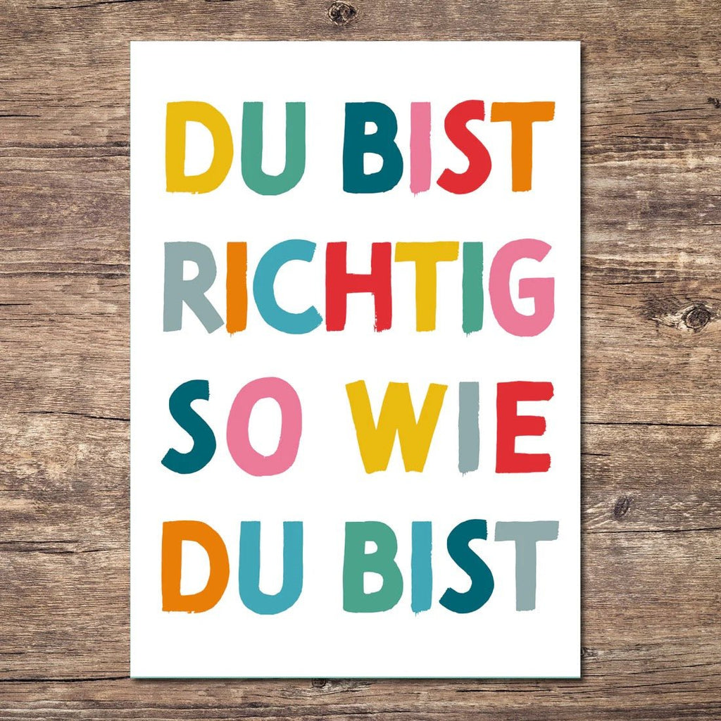 Rüsselfuchs Postkarte „Du bist richtig so wie du bist“ – Mutmacherkarte DIN A6 - Sausebrause Shop