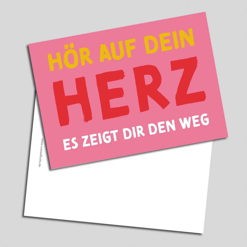Rüsselfuchs Postkarte „Hör auf dein Herz, es zeigt dir den Weg“ – Mutmacherkarte DIN A6 - Sausebrause Shop