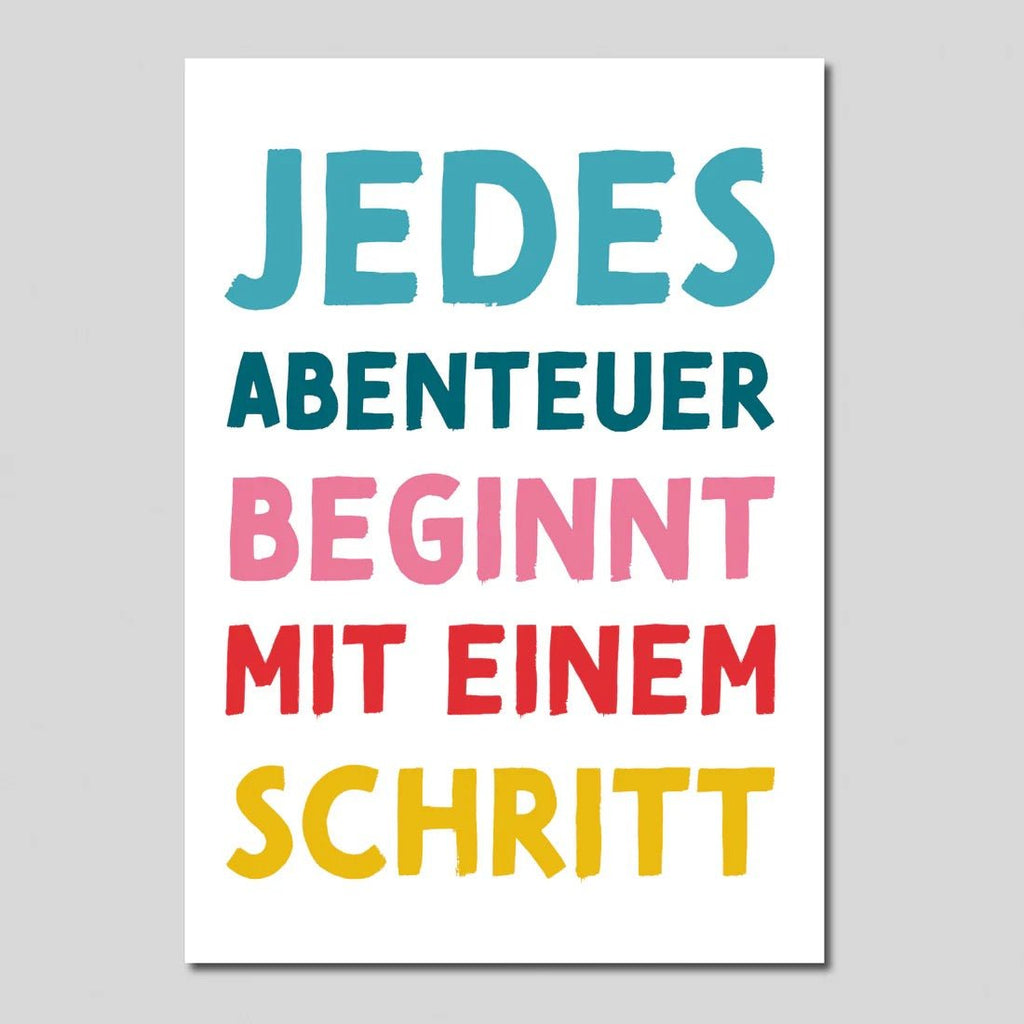 Rüsselfuchs Postkarte „Jedes Abenteuer beginnt mit einem Schritt“ – Mutmacherkarte DIN A6 - Sausebrause Shop