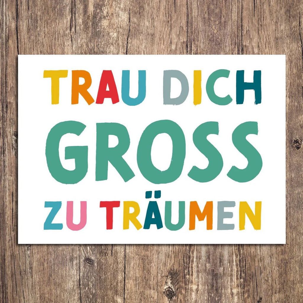 Rüsselfuchs Postkarte „Trau dich, groß zu träumen“ – Mutmacherkarte DIN A6 - Sausebrause Shop