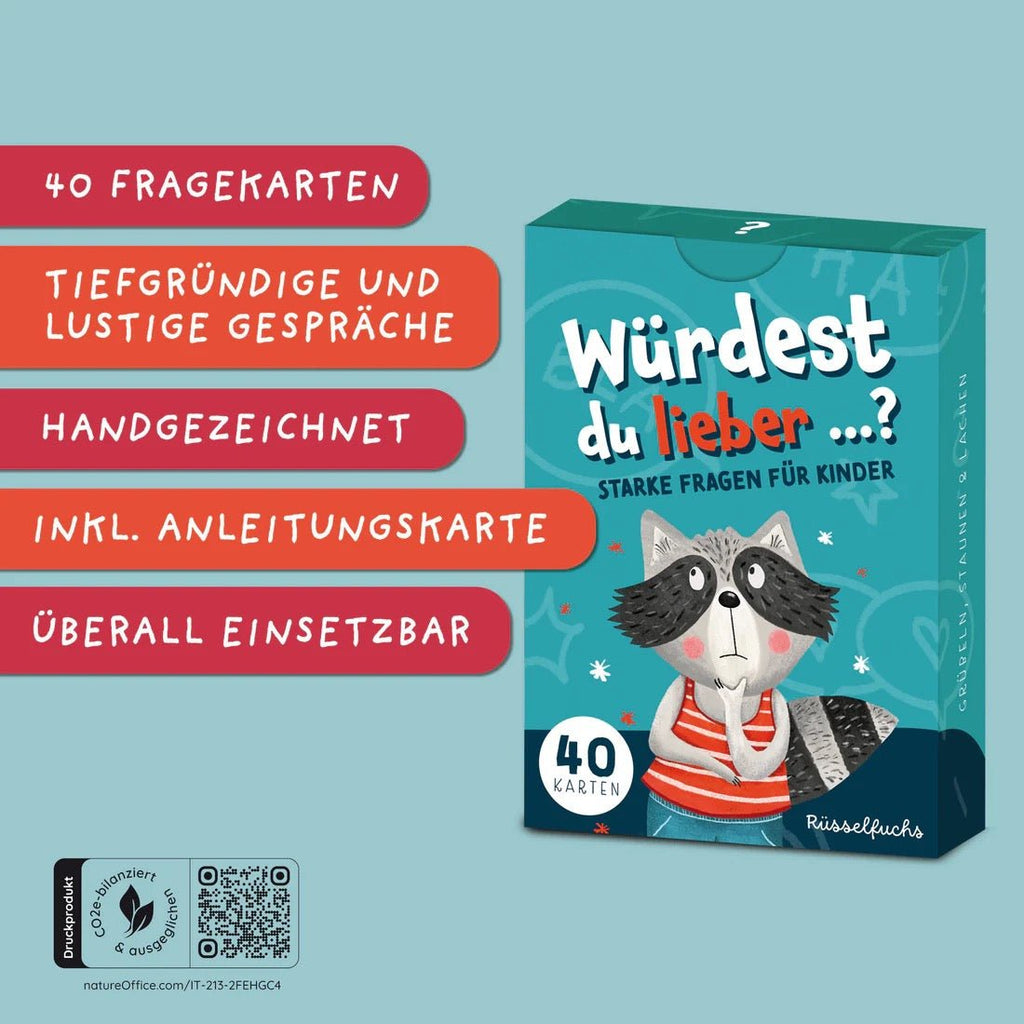 Rüsselfuchs Spiel „Würdest du lieber…?“ – Fragen für Kinder - Sausebrause Shop