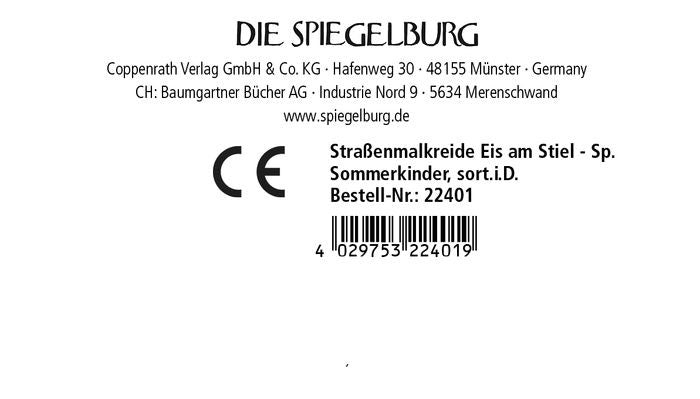Spiegelburg Sommerkinder - Straßenmalkreide Eis am Stiel 5 × 12 cm - Sausebrause Shop