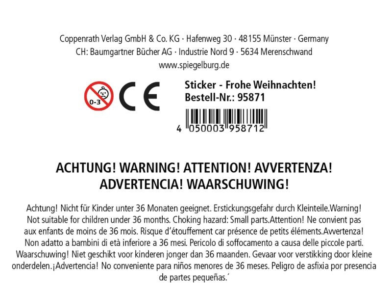 Spiegelburg Sticker Frohe Weihnachten Heft - Sausebrause Shop