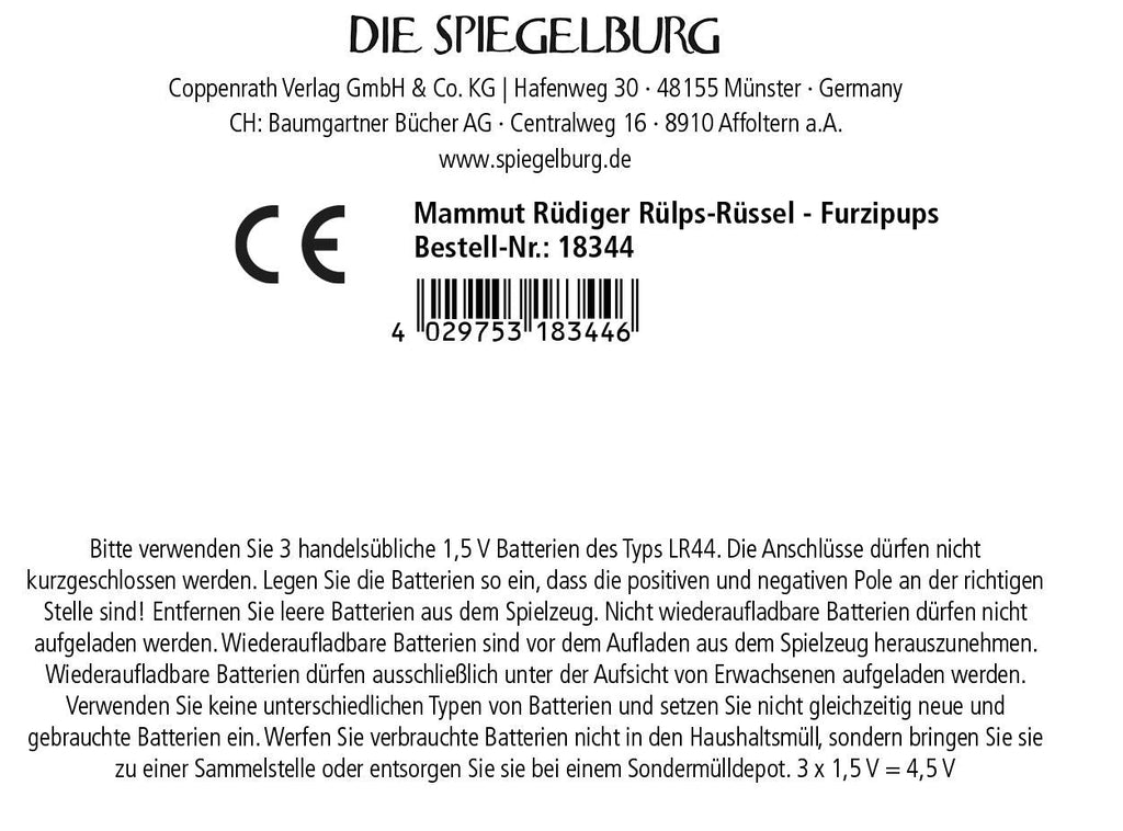 Stofftier Mammut Rüdiger Rülps Rüssel Furzipups - Sausebrause Shop