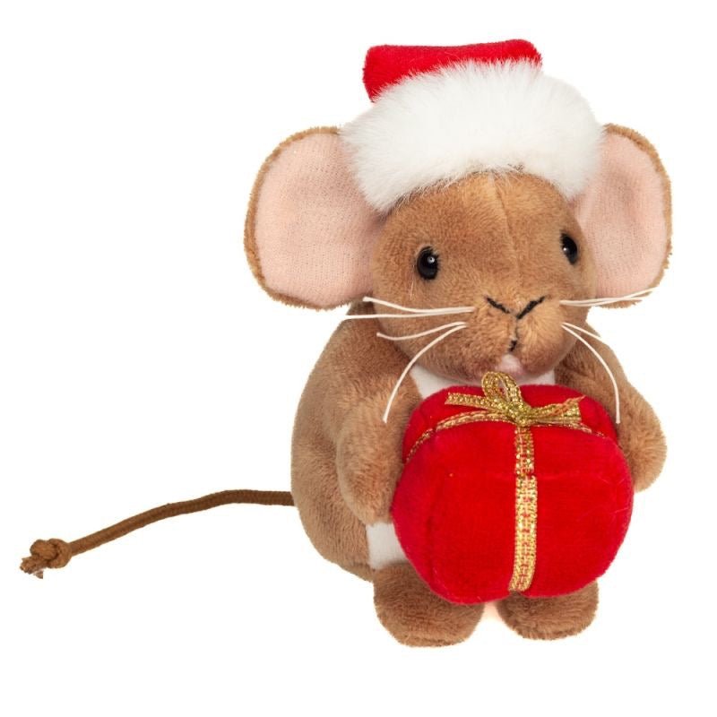 Teddy Hermann Weihnachtsmaus mit Geschenk 11 cm - Sausebrause Shop