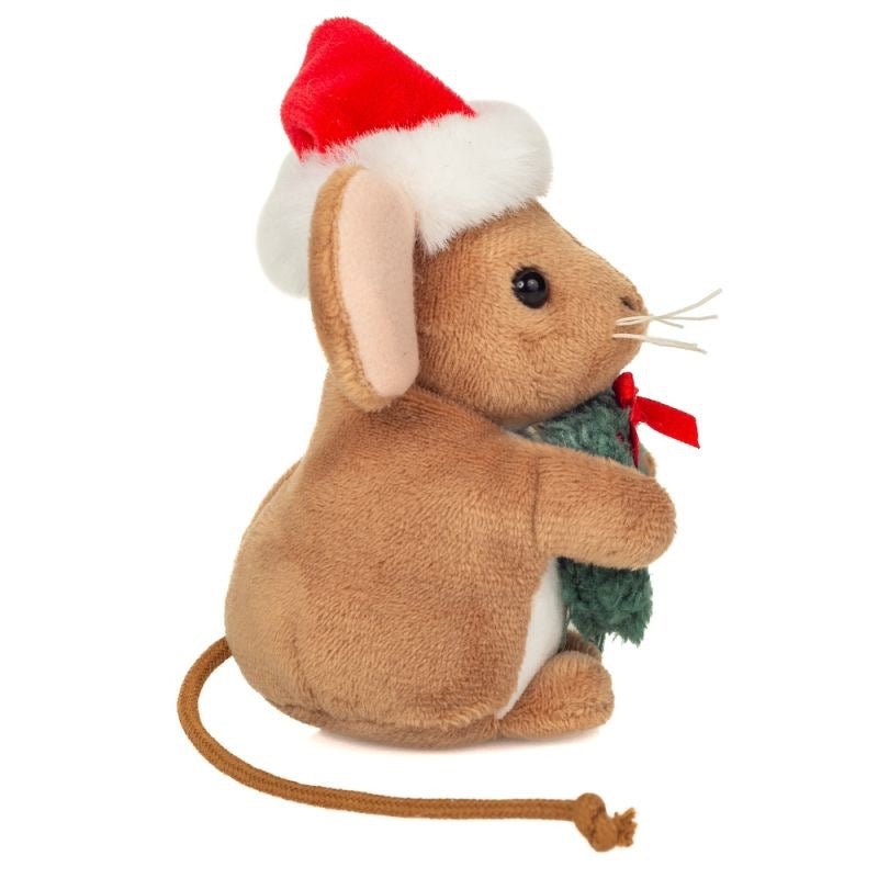 Teddy Hermann – Weihnachtsmaus mit Kranz 11 cm – Plüschtier - Sausebrause Shop