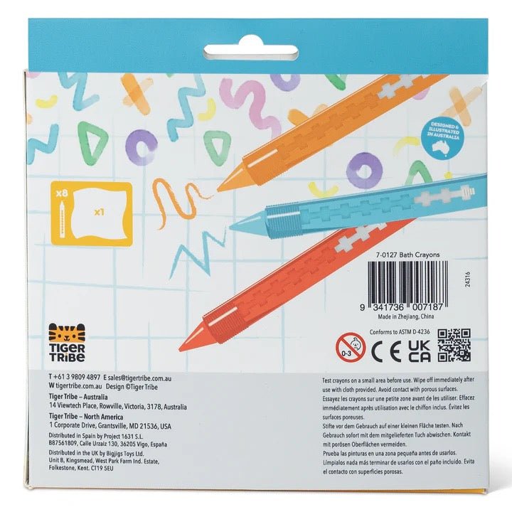 Tiger Tribe Bath Crayons – 8 Stifte mit Reinigungstuch | ab 3 Jahren - Sausebrause Shop
