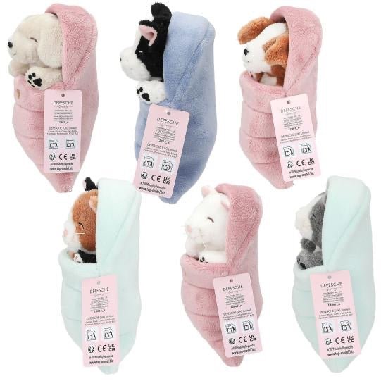 TOPModel Plüsch Hunde und Katzen im Schlafsack – Kuschelfreunde zum Liebhaben - Sausebrause Shop