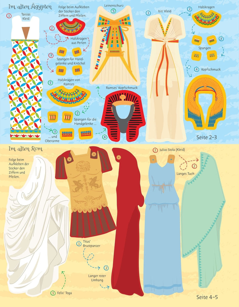 Usborne Mein Anziehpuppen - Stickerbuch Modische Zeitreise - Sausebrause Shop