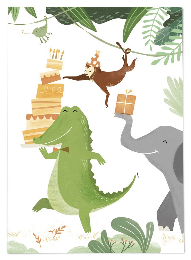 54 Illustration Postkarte Happy Birthday Krokodil - Sausebrause Shop