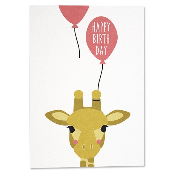 Ava & Yves Postkarte Giraffe mit Ballon Happy Birthday - Sausebrause Shop