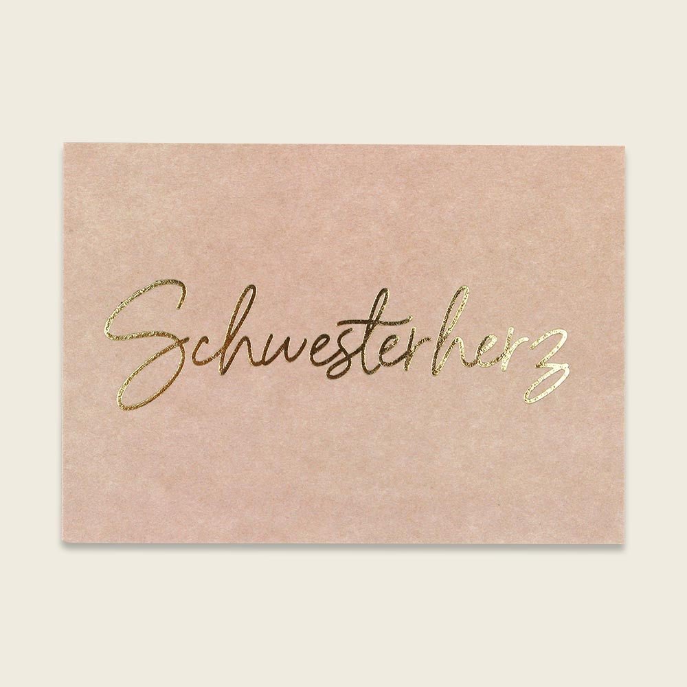 Ava & Yves Postkarte mit Goldeffekten Schwesterherz - Sausebrause Shop