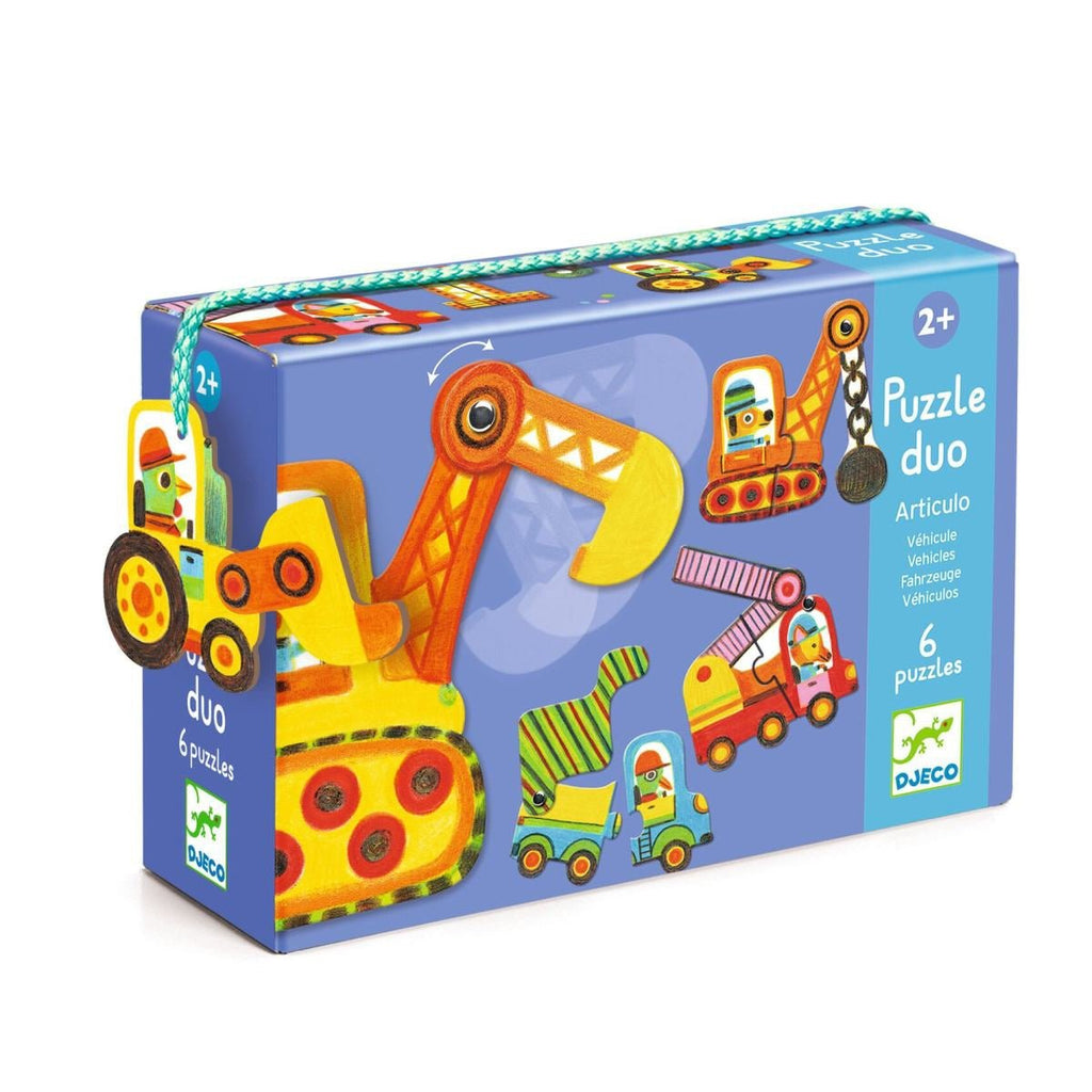 Djeco Lernspiel Puzzle duo Bewegte Fahrzeuge - Sausebrause Shop