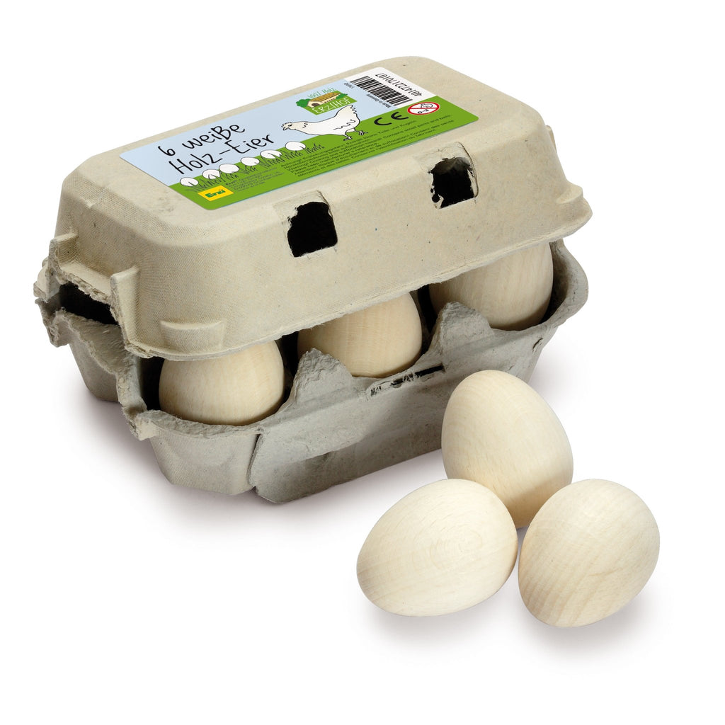 Erzi Holzspielzeug Eier, weiß im Karton - Sausebrause Shop