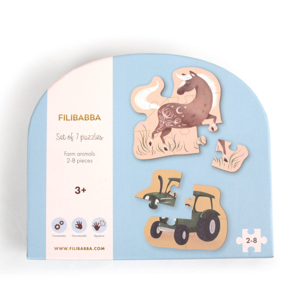 Filibabba Set mit 7 Puzzles Bauernhoftiere - Sausebrause Shop