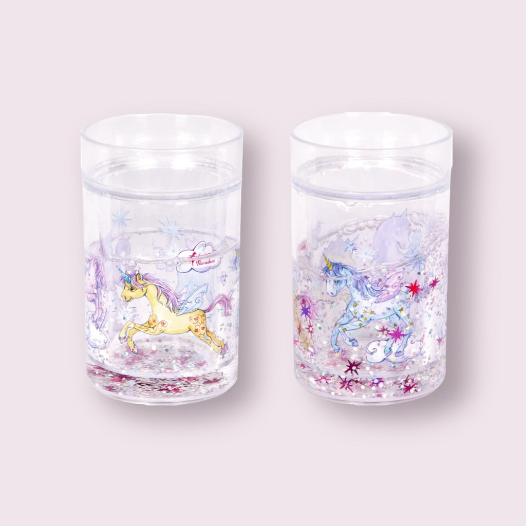 Glitzerbecher mit Schwimmelementen Einhorn Paradies - Sausebrause Shop