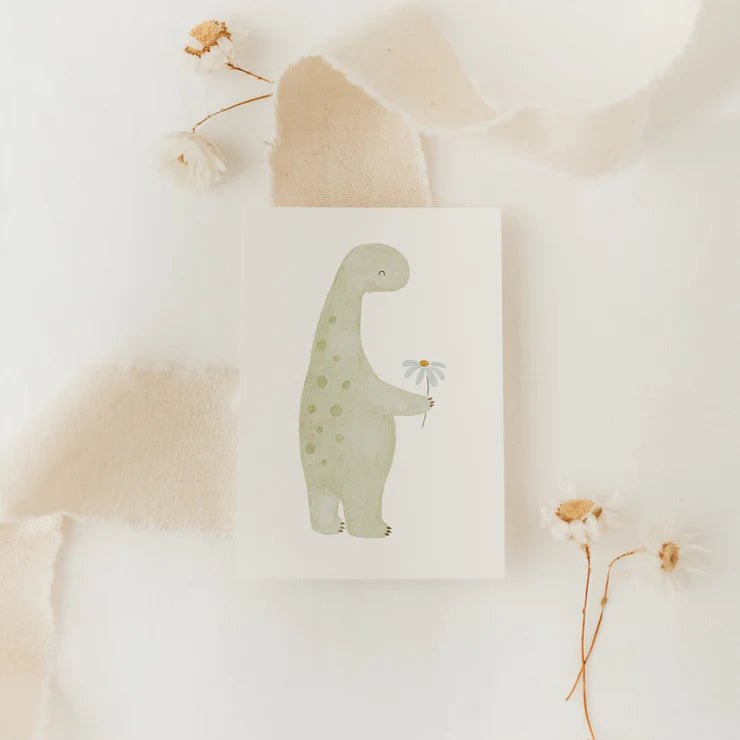 Hej Hanni Minikarte Dino mit Blume - Sausebrause Shop