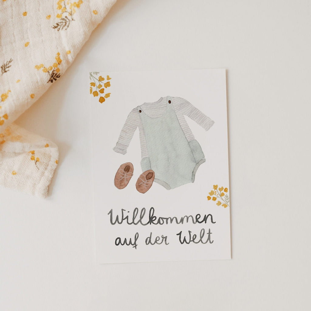 Hej Hanni Postkarte Willkommen auf der Welt - Sausebrause Shop