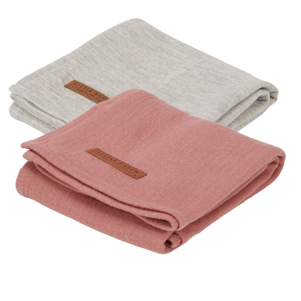 Little Dutch Swaddles 70 x 70 cm Grau / Pink, 2-er Set - Sausebrause Shop