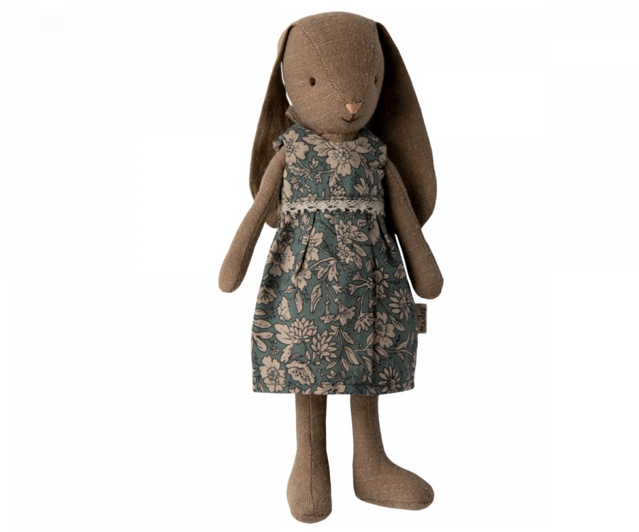 Maileg Bunny Größe 1 Braun im geblümten Kleid - Sausebrause Shop